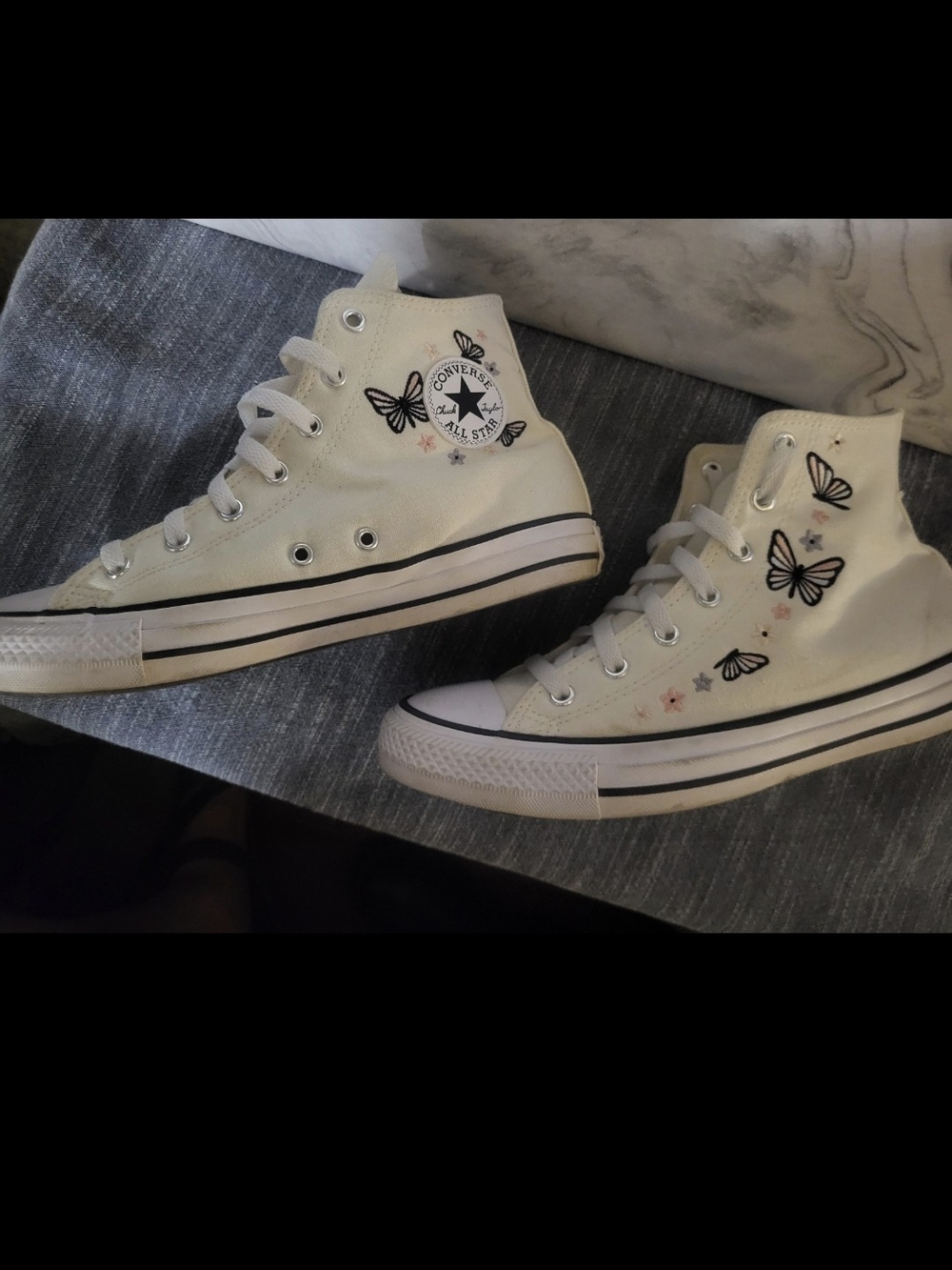 Converse Chuck Taylor All Star High Top Sneakers - White with Butterfly Design